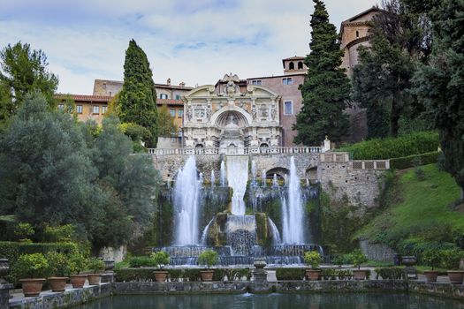 fountain of villa este tivoli important world heritage site and important traveling destination in central of italy
