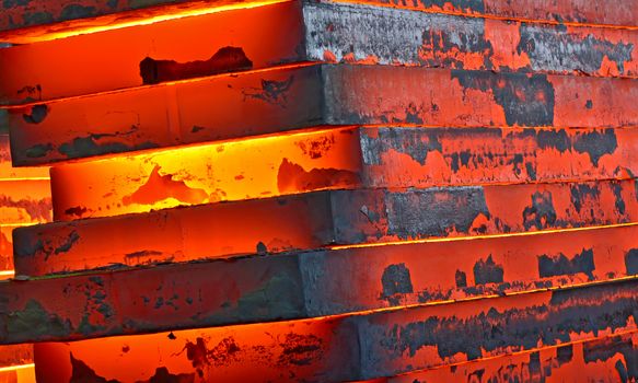Hot slab inside of steel plant