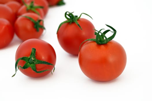 On white & copy space fresh healthy cherry tomatoes stock pictures