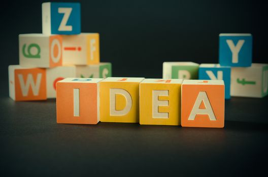 IDEA word with colorful blocks. idea innovation concept business block alphabet plan concept