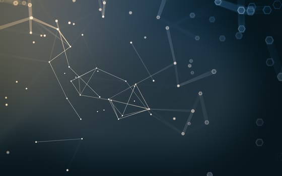 Abstract polygonal space low poly dark background with connecting dots and lines. Connection structure. 3d rendering