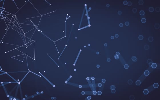 Abstract polygonal space low poly dark background with connecting dots and lines. Connection structure. 3d rendering