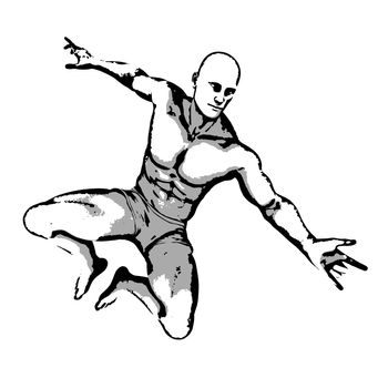 Comic Book Hero Pose in Sketch Ink Illustration