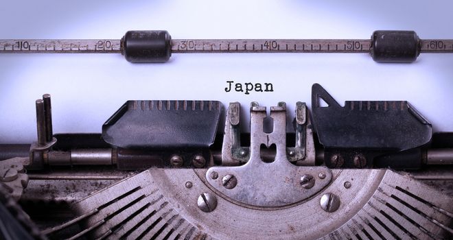 Inscription made by vinrage typewriter, country, Japan