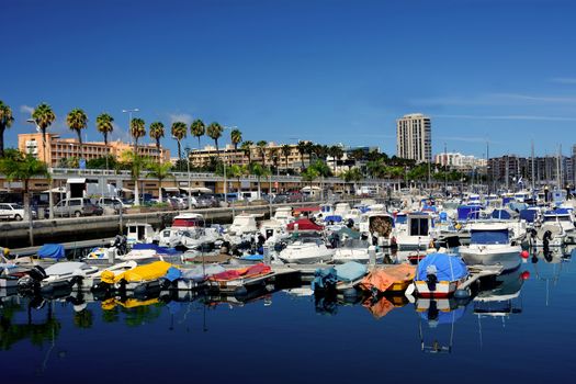 Port of Las Palmas with small boats in north Gran Canaria, Canary Islands.