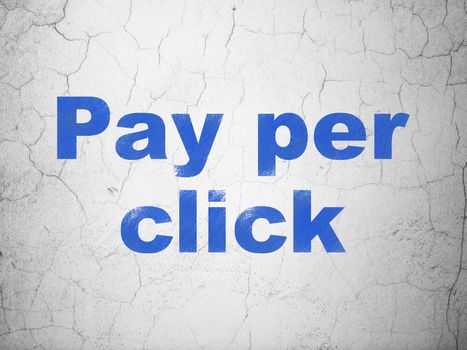 Marketing concept: Blue Pay Per Click on textured concrete wall background