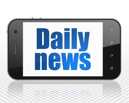 News concept: Smartphone with blue text Daily News on display, 3D rendering