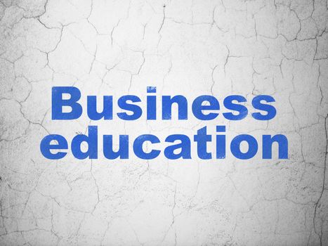 Studying concept: Blue Business Education on textured concrete wall background