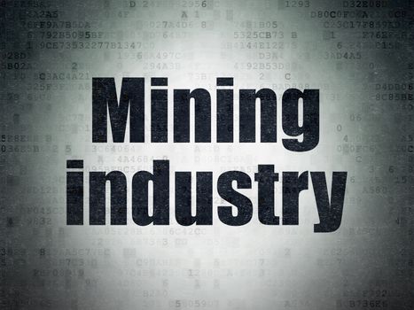Manufacuring concept: Painted black word Mining Industry on Digital Data Paper background