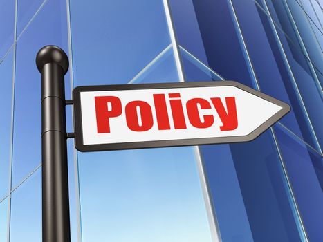 Insurance concept: sign Policy on Building background, 3D rendering