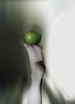 Woman's foot with apple. Eve 2017:)
