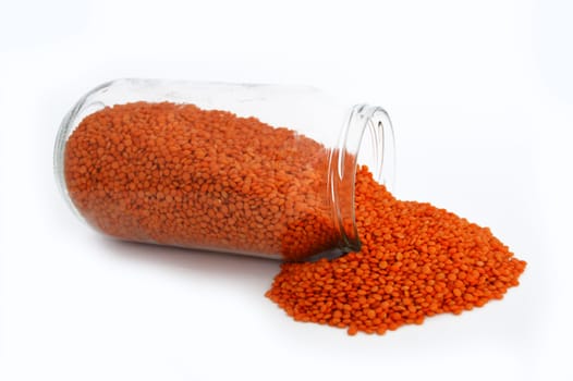 Pictures of red lentils on the most beautiful and best white background