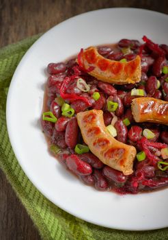 Red beans meal and sausages