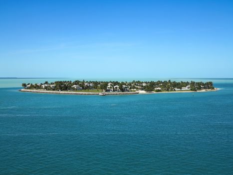 An island with homes in the Atlantic Ocean