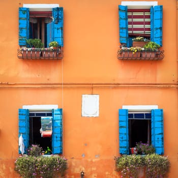 Pitoresque painted houses in Burano Isle, Venice, Italy