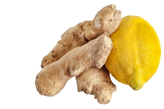 pieces of ginger on a white background