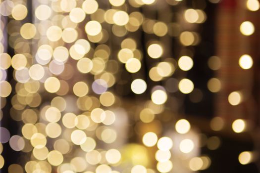 Beautiful bokeh background for design. Christmas decoration outdoors