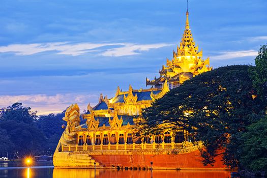 Karaweik Palace at sunset , Myanmar Yangon landmark