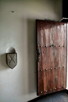 Old wooden door in a country church