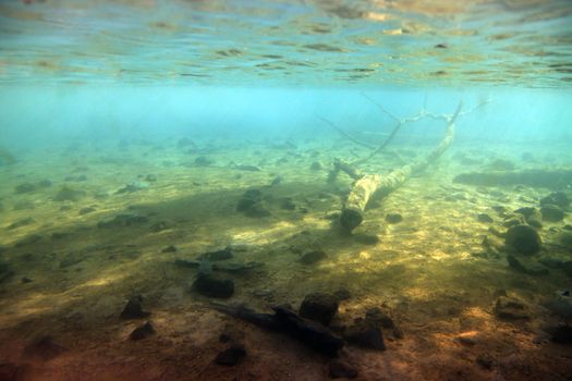 snag on the bottom under water