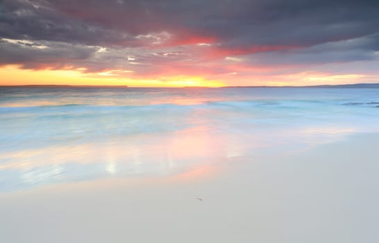 Beautiful sunrise over the ocean at Jervis Bay