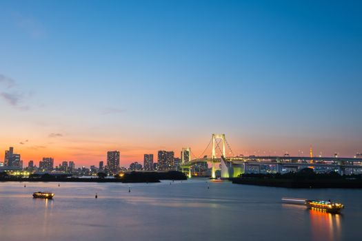 View of Tokyo Bay, Rainbow bridge at Odaiba,JAPAN