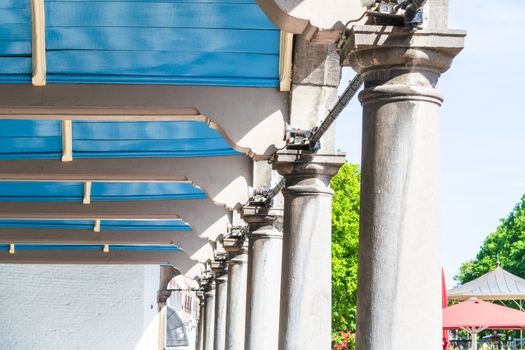 Detail, a decorative wooden pavilion roof in the town of Zierikzee in Holland.