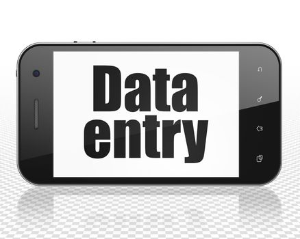 Data concept: Smartphone with black text Data Entry on display, 3D rendering