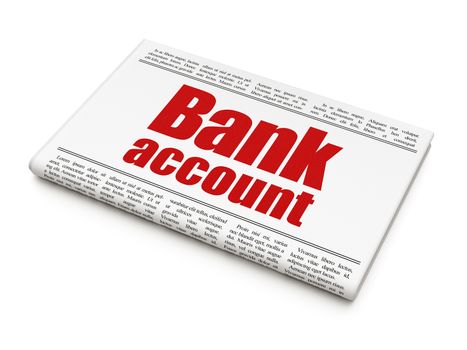 Currency concept: newspaper headline Bank Account on White background, 3D rendering