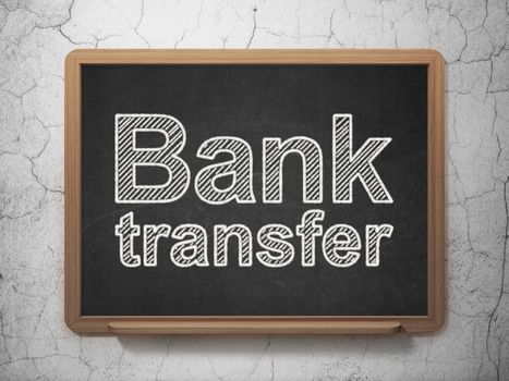 Money concept: text Bank Transfer on Black chalkboard on grunge wall background, 3D rendering