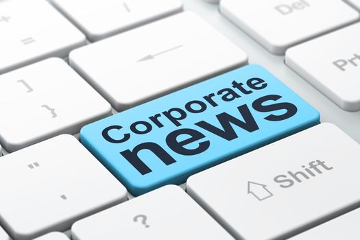 News concept: computer keyboard with word Corporate News, selected focus on enter button background, 3D rendering