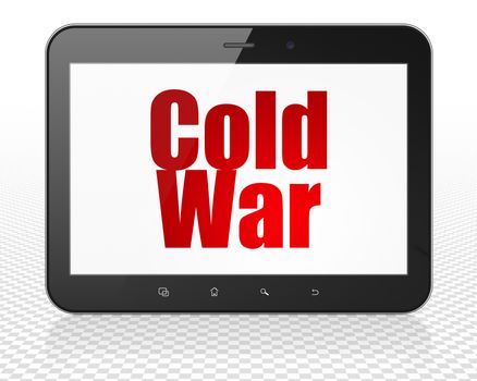 Political concept: Tablet Pc Computer with red text Cold War on display, 3D rendering