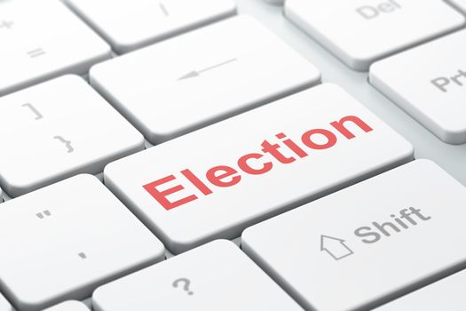 Political concept: computer keyboard with word Election, selected focus on enter button background, 3D rendering