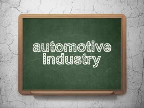 Manufacuring concept: text Automotive Industry on Green chalkboard on grunge wall background, 3D rendering