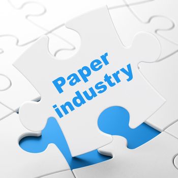 Manufacuring concept: Paper Industry on White puzzle pieces background, 3D rendering