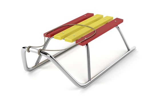 Metal sledge on white background