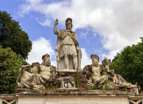 Fontana della Dea Roma tra il Tevere e l'Aniene, Fountain of the Goddess Roma between the Tiber and the Aniene, is a sculpture in the Piazza del Popolo