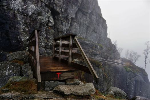 wooden bridge in Norway, one our way to the pulpit rock