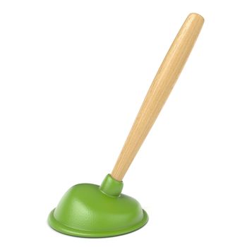 Green kitchen plunger 3D render illustration isolated on white background