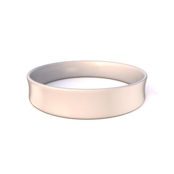 White rubber bracelet. 3D render illustration isolated on white background