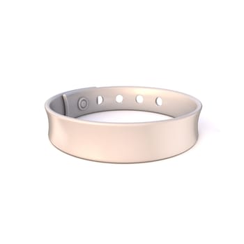White rubber bracelet. 3D render illustration isolated on white background