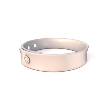 White rubber bracelet. 3D render illustration isolated on white background