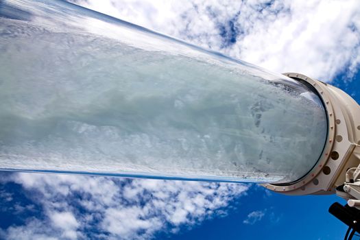 A water slide with rushing water through the tube