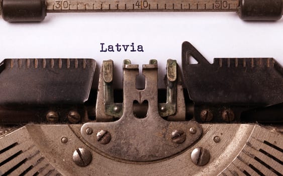 Inscription made by vinrage typewriter, country, Latvia