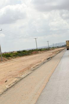 Road extension works on the Mombasa road to Nairobi, Kenya