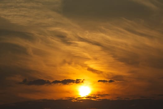 Beautiful sky with clouds at sunset or sunrise