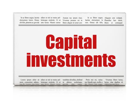 Currency concept: newspaper headline Capital Investments on White background, 3D rendering