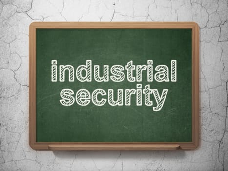 Safety concept: text Industrial Security on Green chalkboard on grunge wall background, 3D rendering