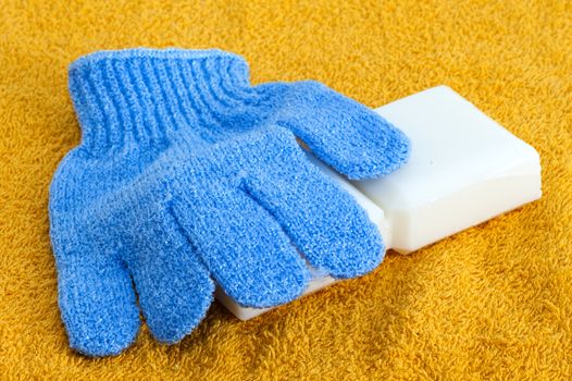  sponge and soap on a  white background