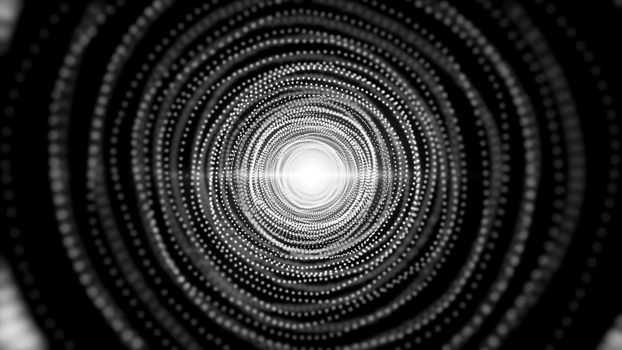 Abstract background with particles tunnel. 3D rendered
